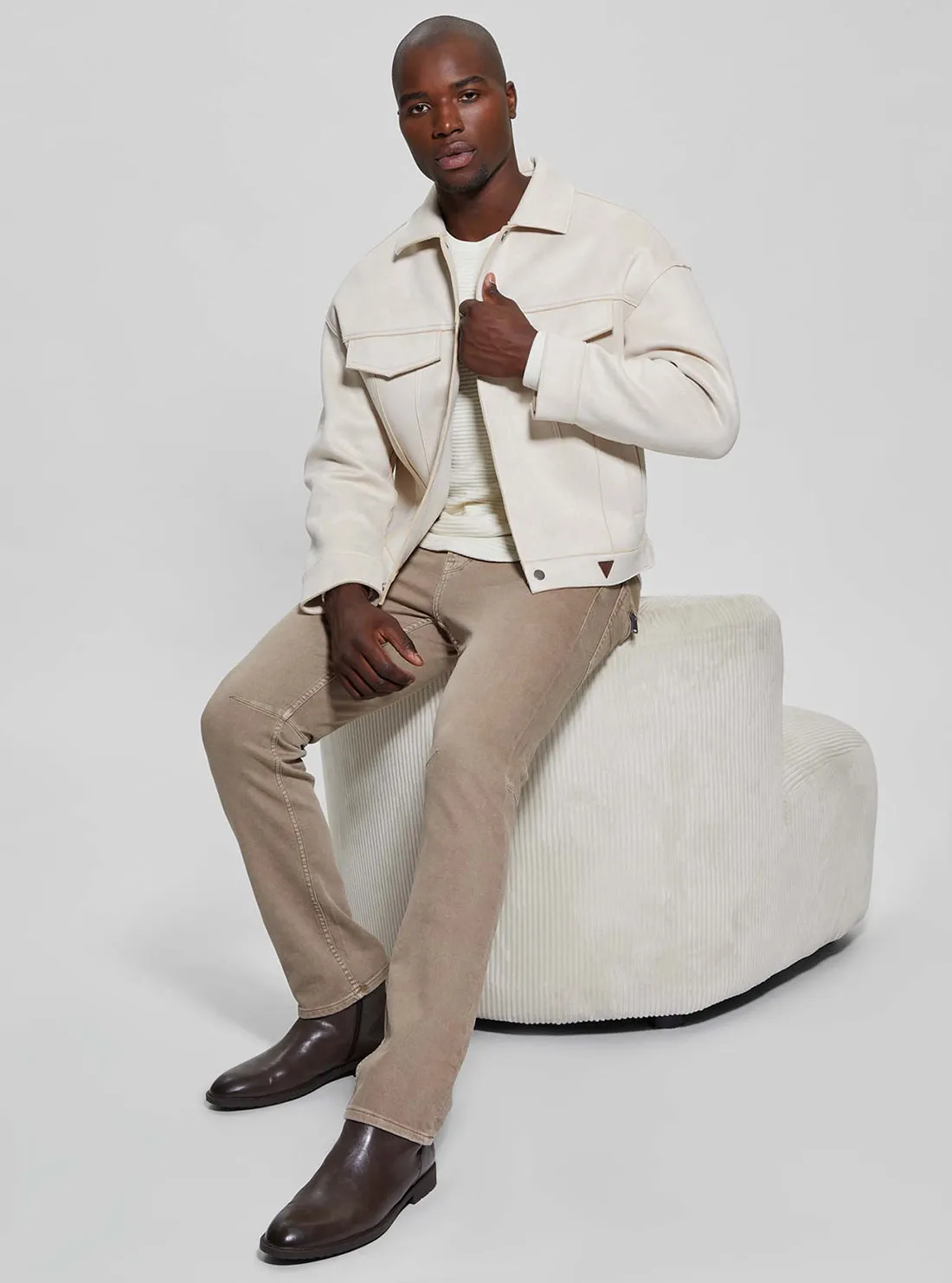 Beige Baldwin Faux Suede Jacket Guess