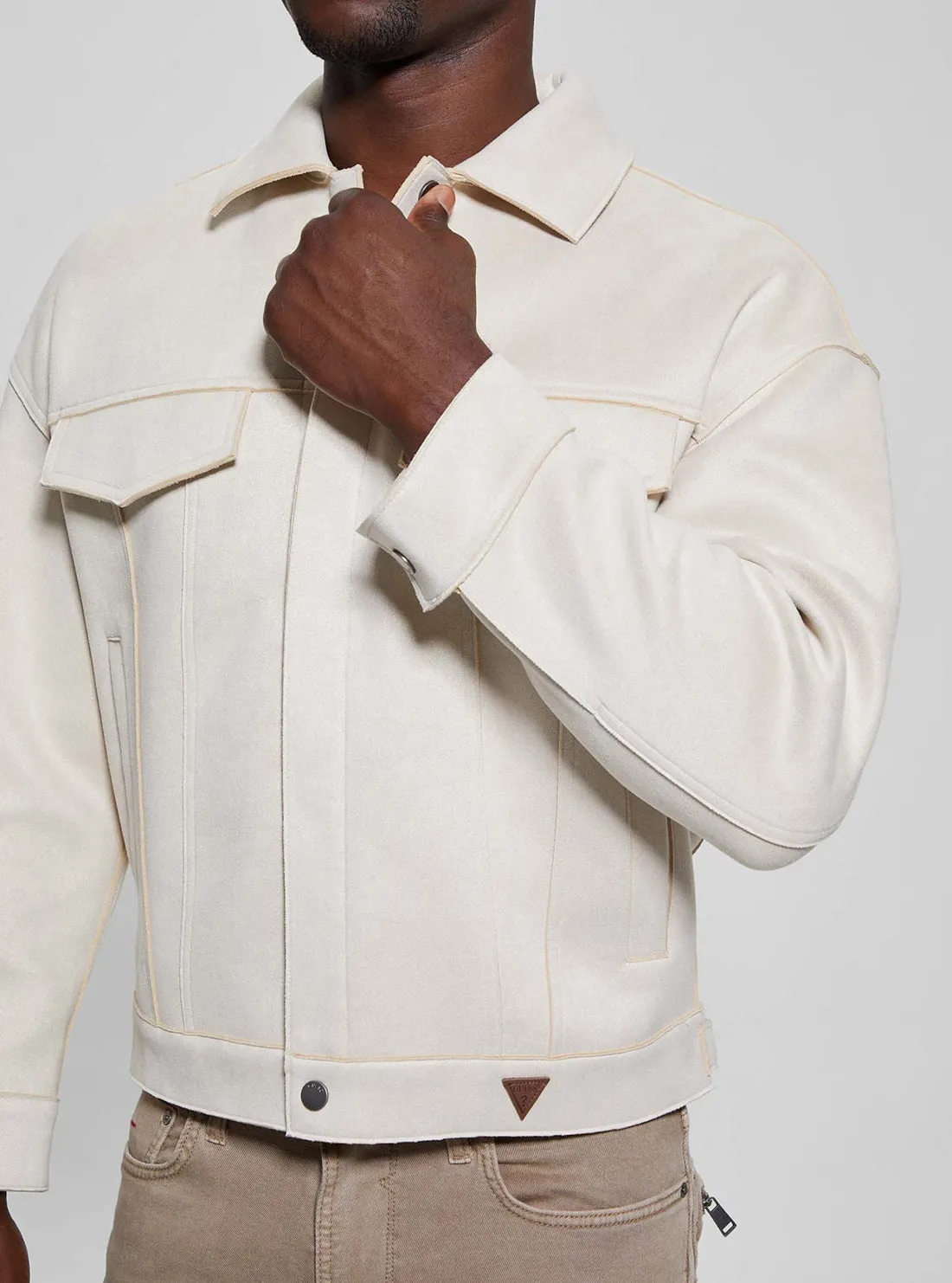 Beige Baldwin Faux Suede Jacket Guess