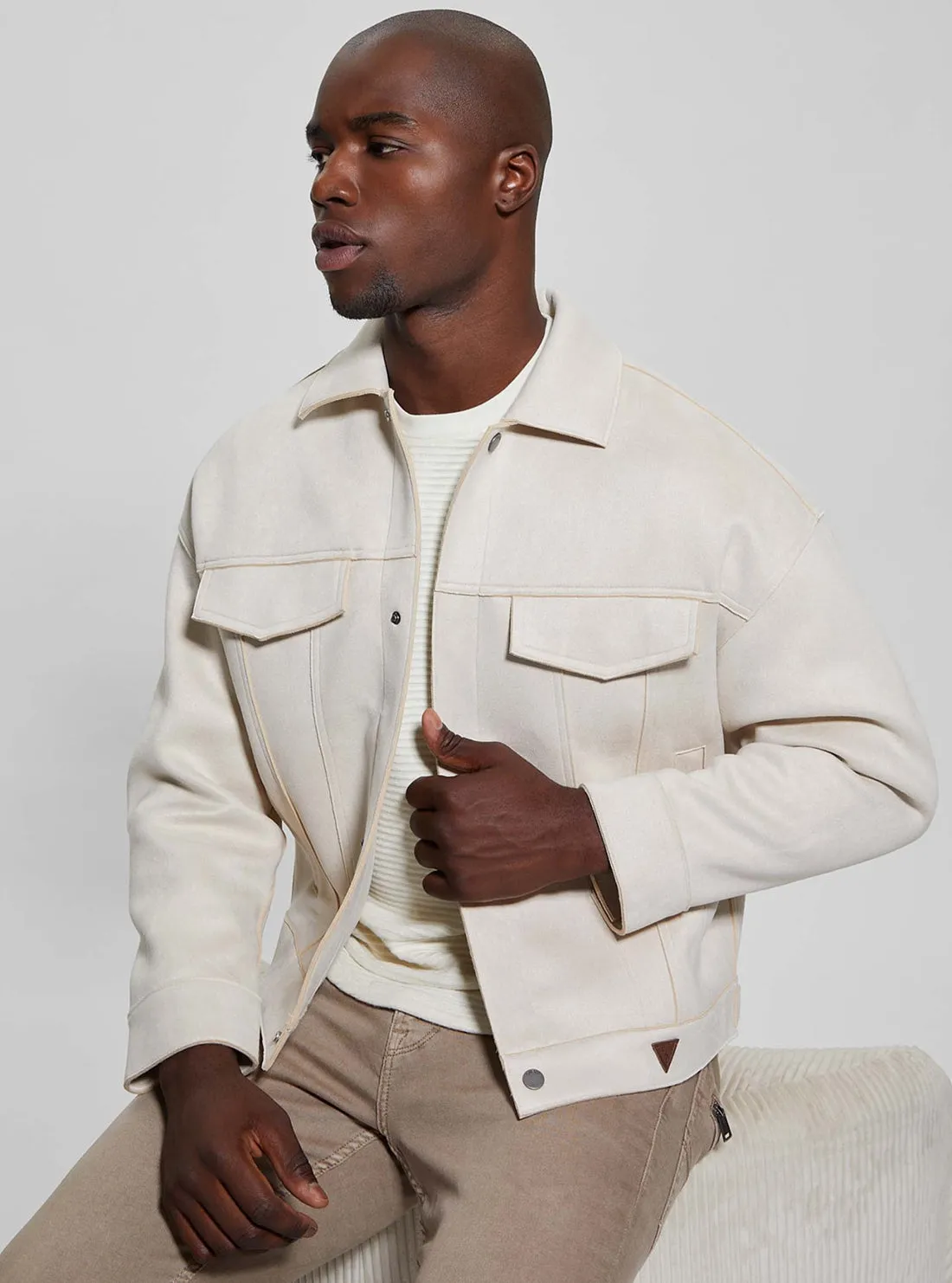 Beige Baldwin Faux Suede Jacket Guess
