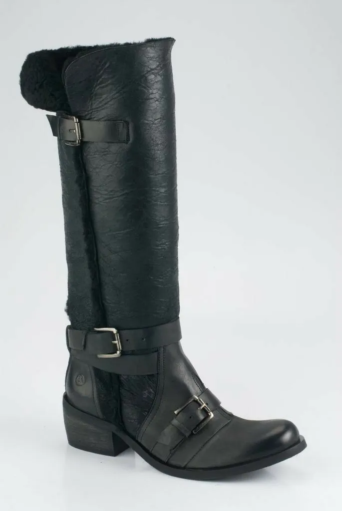 Bronx shoes women's boots leather boots winter boots shoes in black NEW