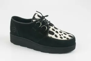 Bronx Women's Shoes Creepers Shoes Boots Black Dalmatian Look Real Leather NEW
