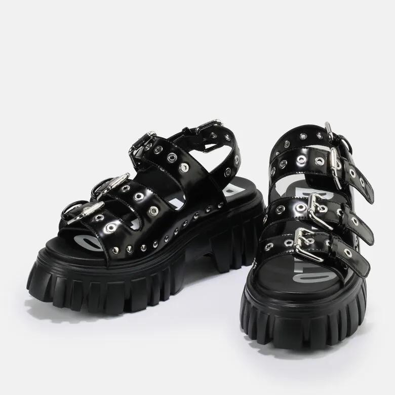 Buffalo Boots Shoes Lion Sandal Black Vegan