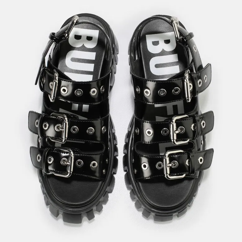 Buffalo Boots Shoes Lion Sandal Black Vegan