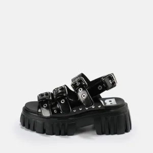 Buffalo Boots Shoes Lion Sandal Black Vegan