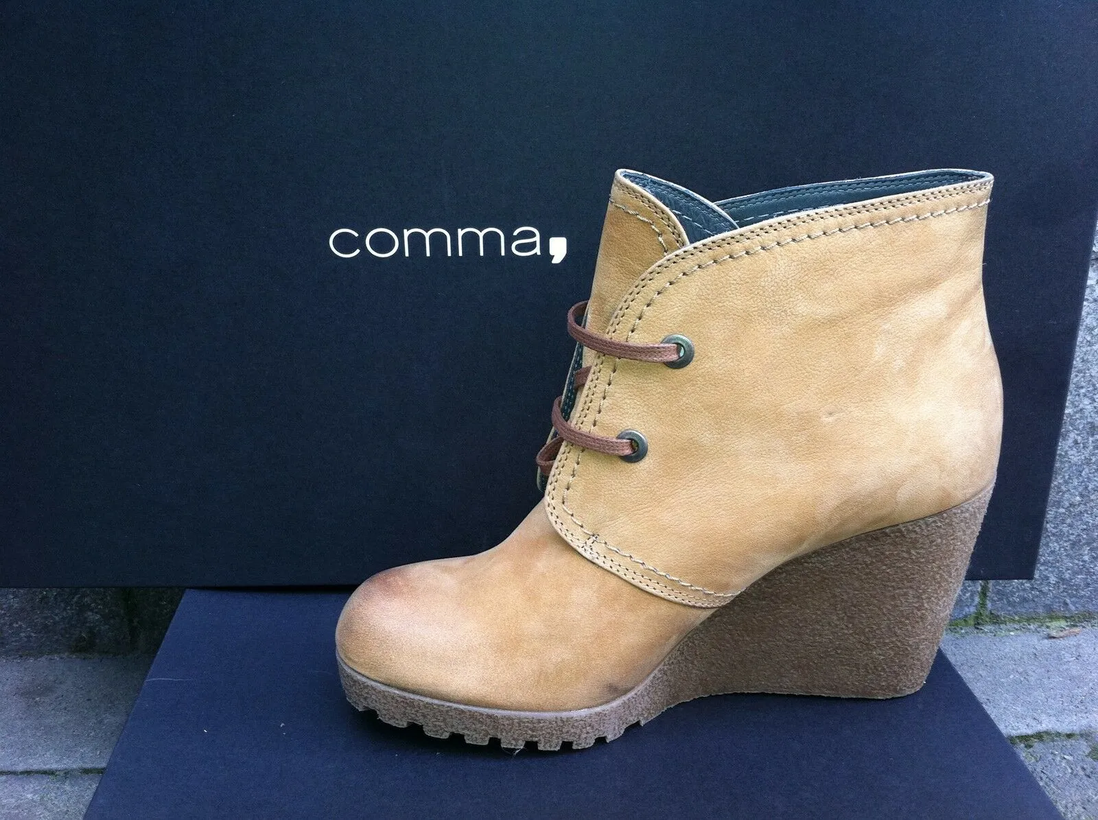 COMMA, women's shoes shoes ankle boots Sasha lace bootie genuine leather
