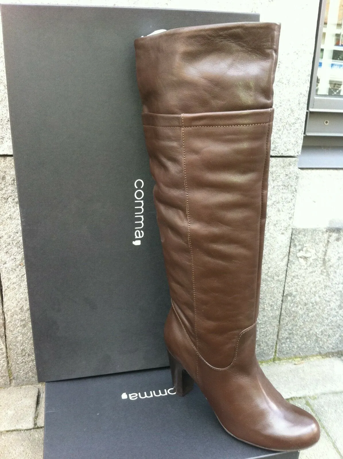 COMMA, women's shoes shoes boots boots leather Toni high boot genuine leather