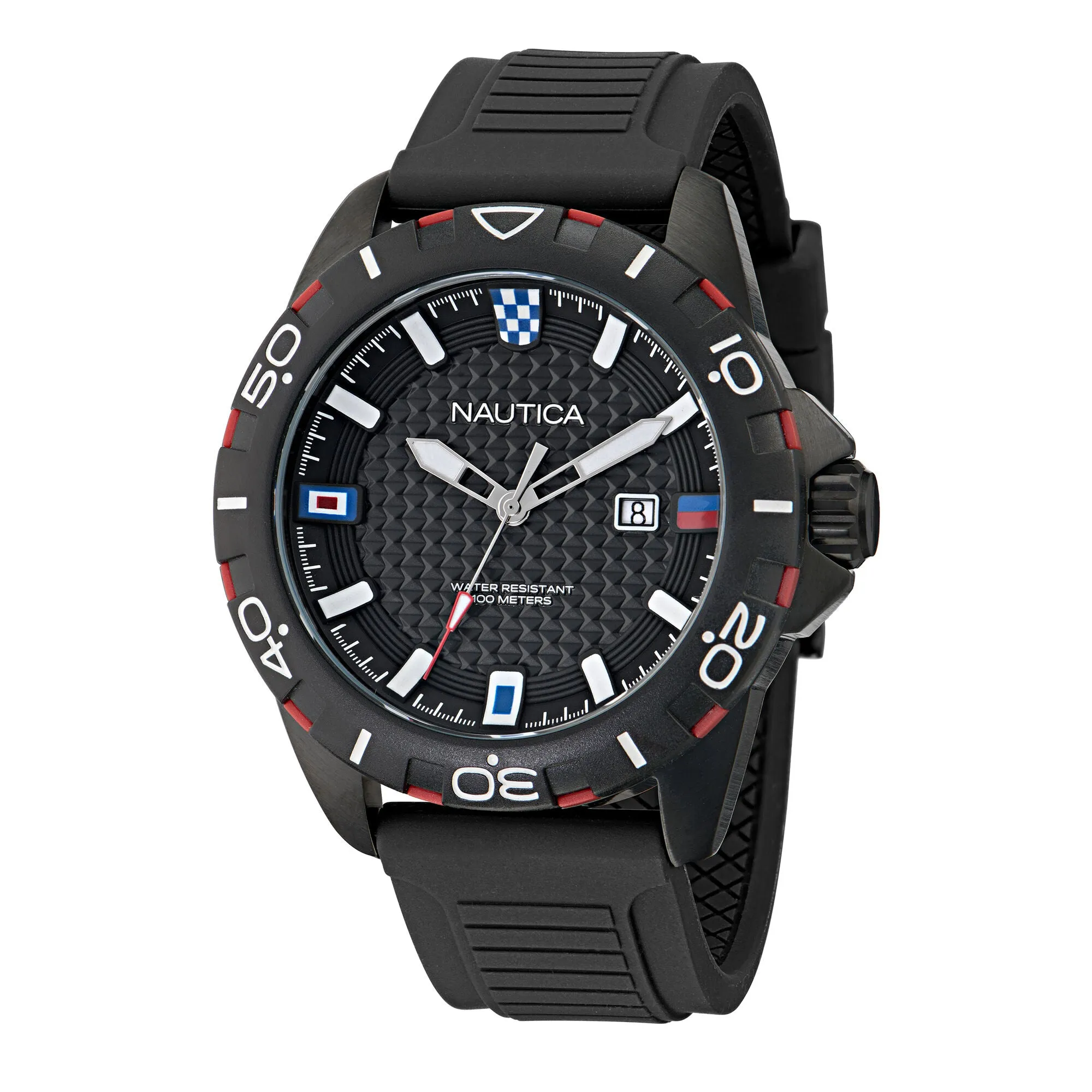 Nautica Mens Nsr Silicone Strap 3-Hand Watch