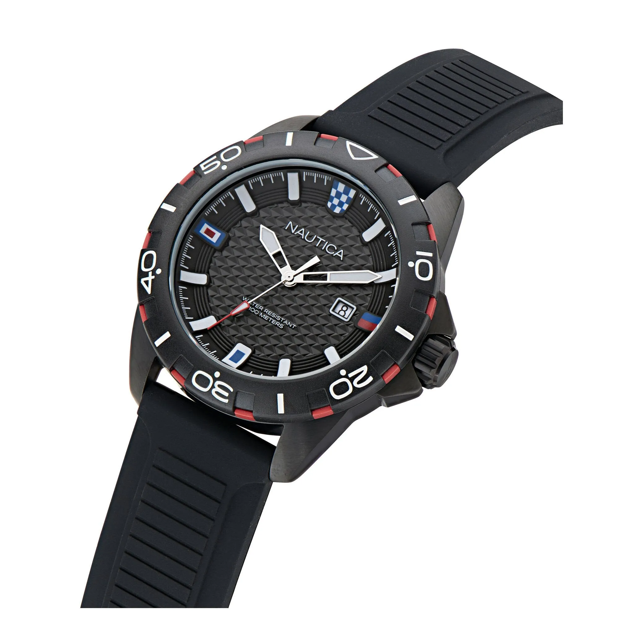 Nautica Mens Nsr Silicone Strap 3-Hand Watch