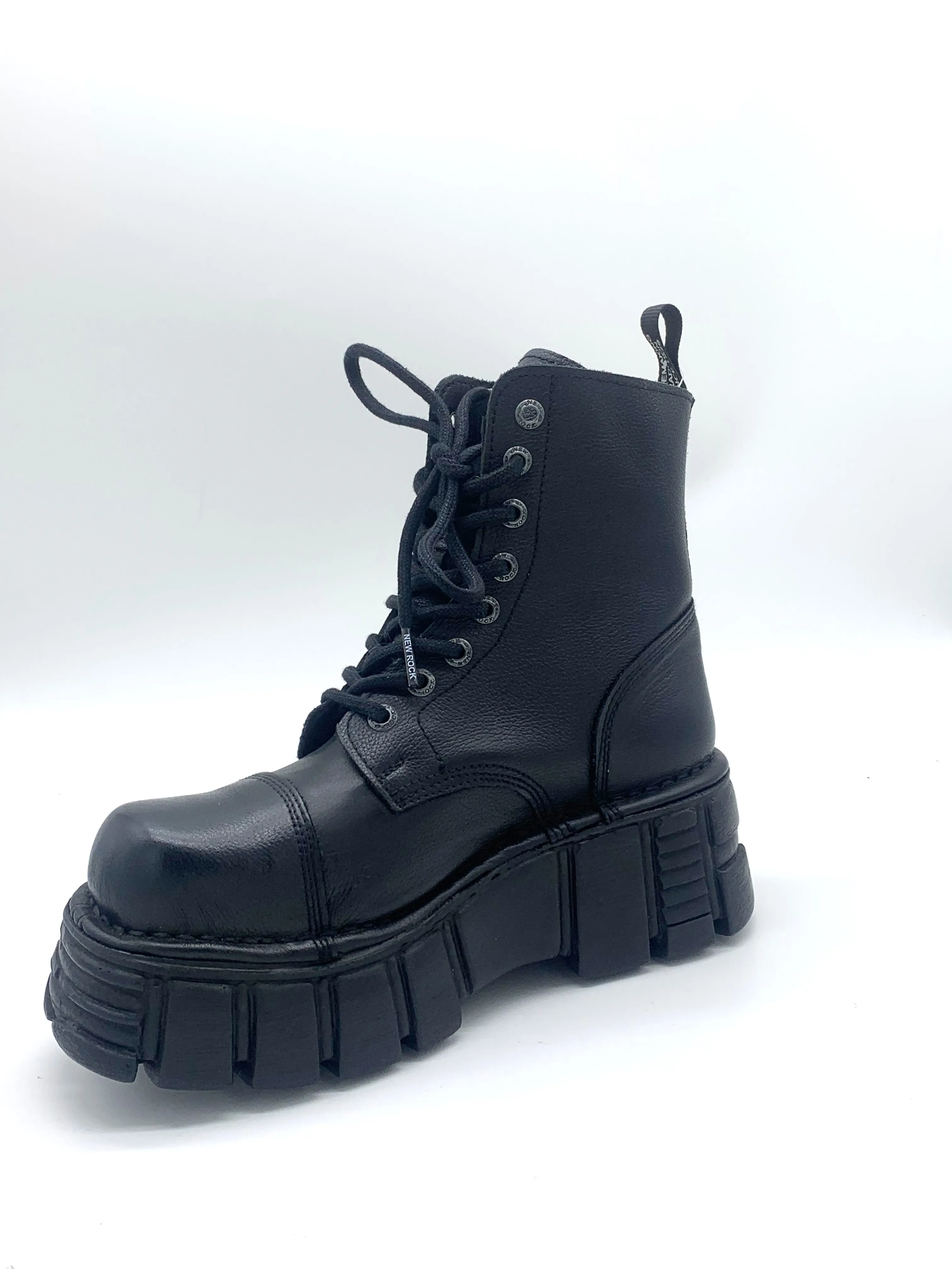 New Rock Boots genuine leather 8 holes with platform heel (soft, fine-grain leather)