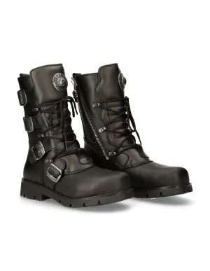 New Rock Schuhe Boots M.1473 mit Stahlkappe Stiefel Bikerstiefel Gothic Skull