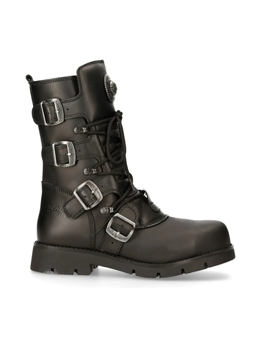 New Rock Schuhe Boots M.1473 mit Stahlkappe Stiefel Bikerstiefel Gothic Skull