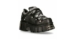 New Rock Shoes Boots Black Platform Platform Tower Real Leather Reflector