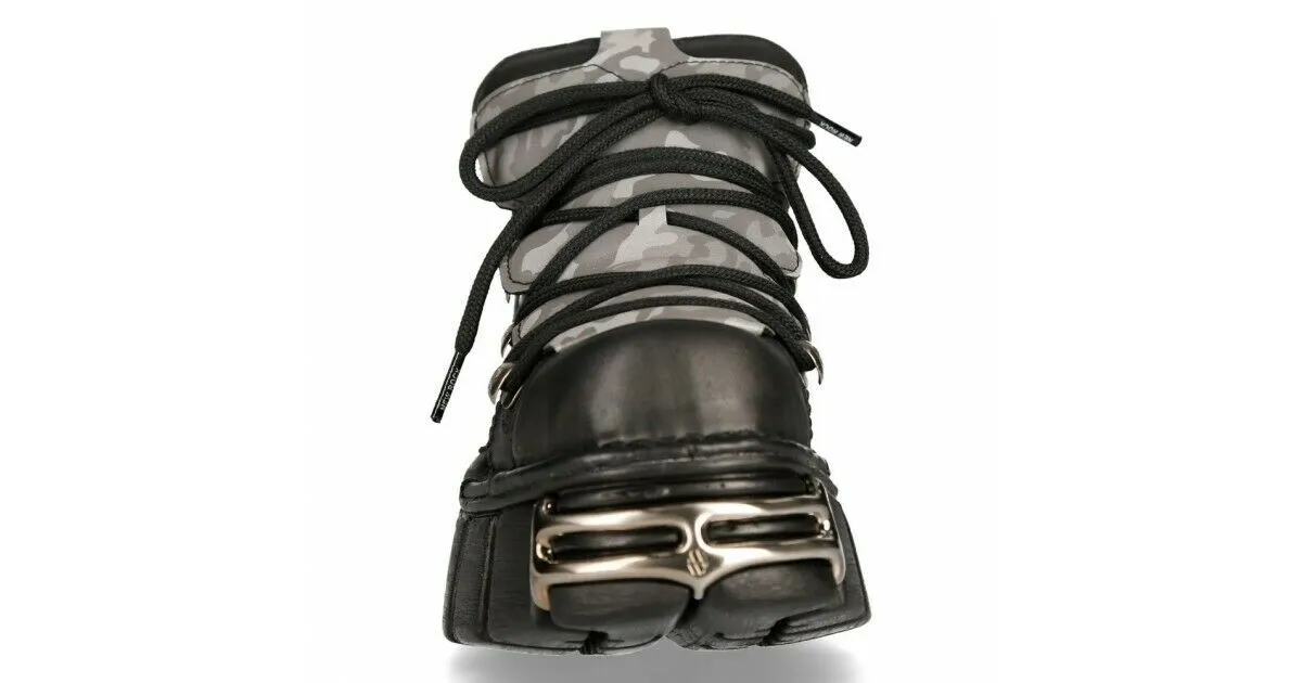 New Rock Shoes Boots Black Platform Platform Tower Real Leather Reflector