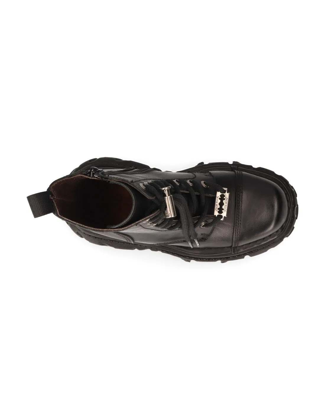 New Rock Shoes Boots Boots M-MILI083CCT-C4 Gothic Tank Collection Black Genuine Leather