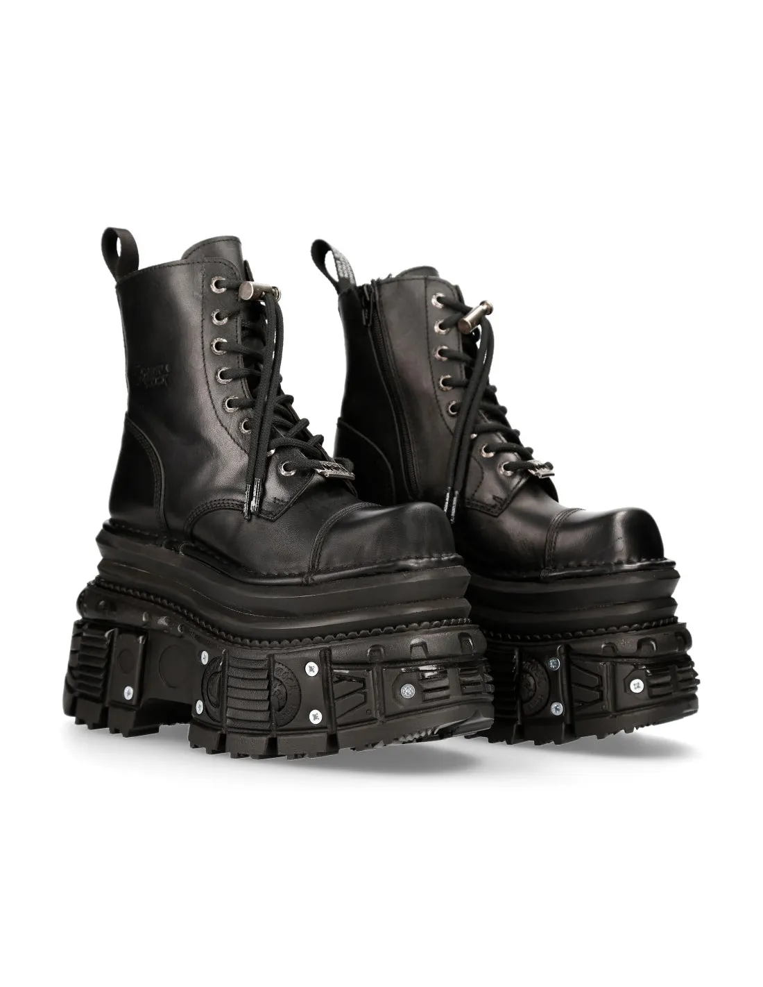 New Rock Shoes Boots Boots M-MILI083CCT-C4 Gothic Tank Collection Black Genuine Leather