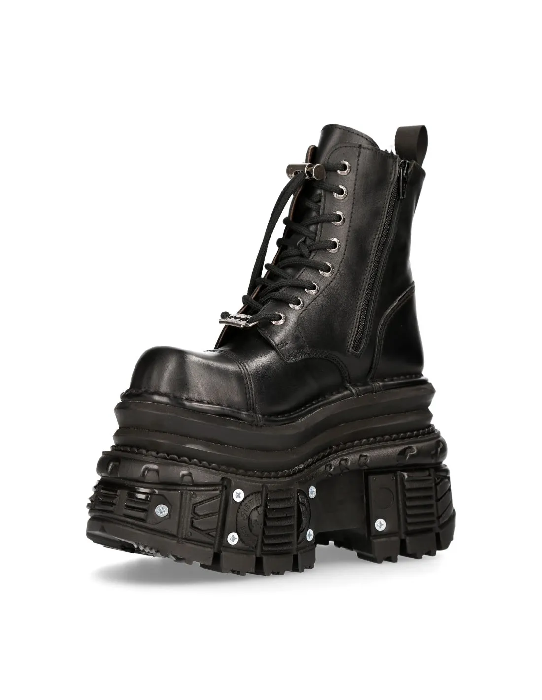 New Rock Shoes Boots Boots M-MILI083CCT-C4 Gothic Tank Collection Black Genuine Leather
