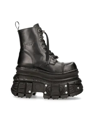 New Rock Shoes Boots Boots M-MILI083CCT-C4 Gothic Tank Collection Black Genuine Leather