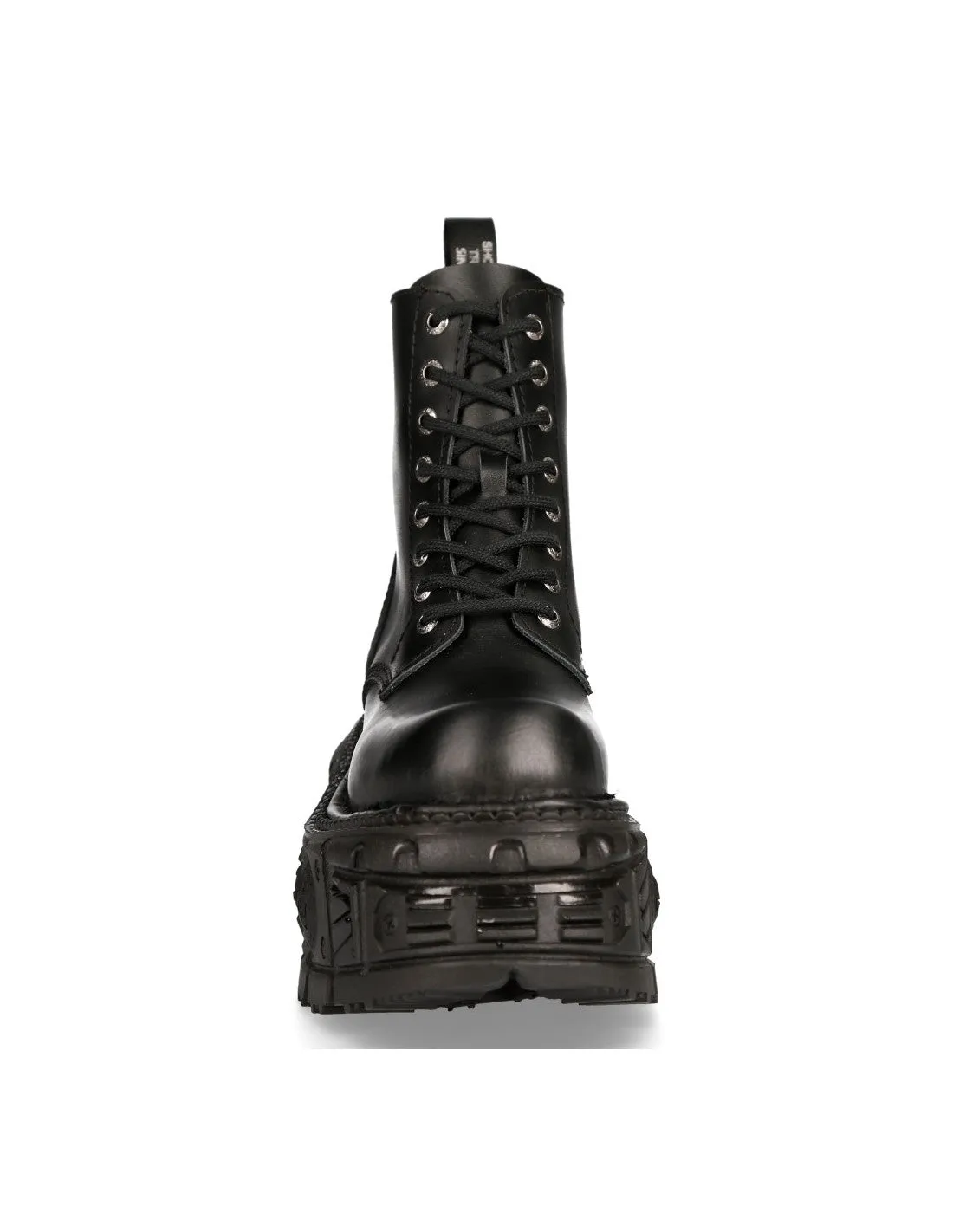 New Rock Shoes Boots Boots M-MILI084N-S5 Gothic Tank Collection Black Real Leather