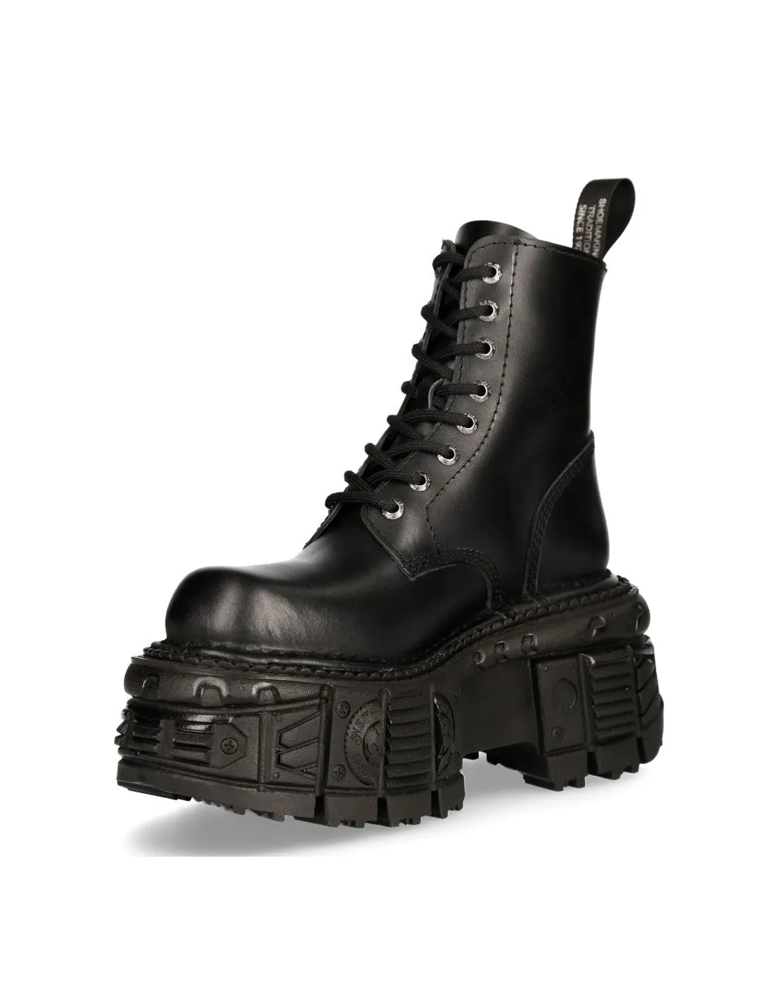 New Rock Shoes Boots Boots M-MILI084N-S5 Gothic Tank Collection Black Real Leather