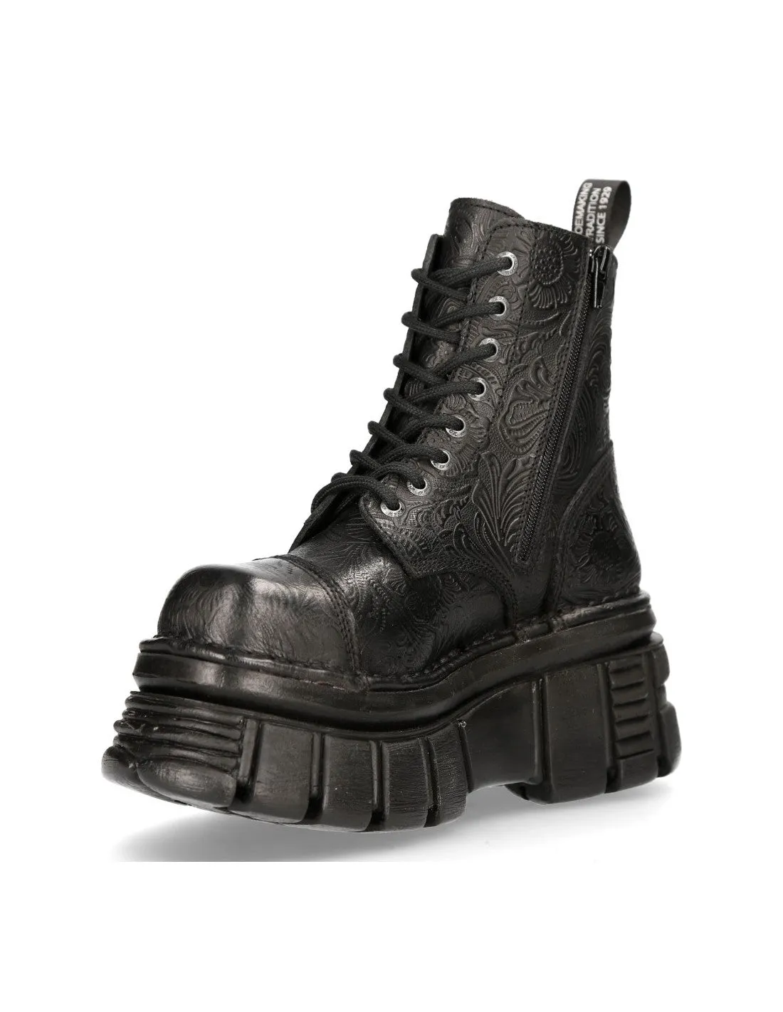 New Rock Shoes Shoes Boots Boots M-MILI083C-S58 Gothic Genuine Leather Vintage Flower
