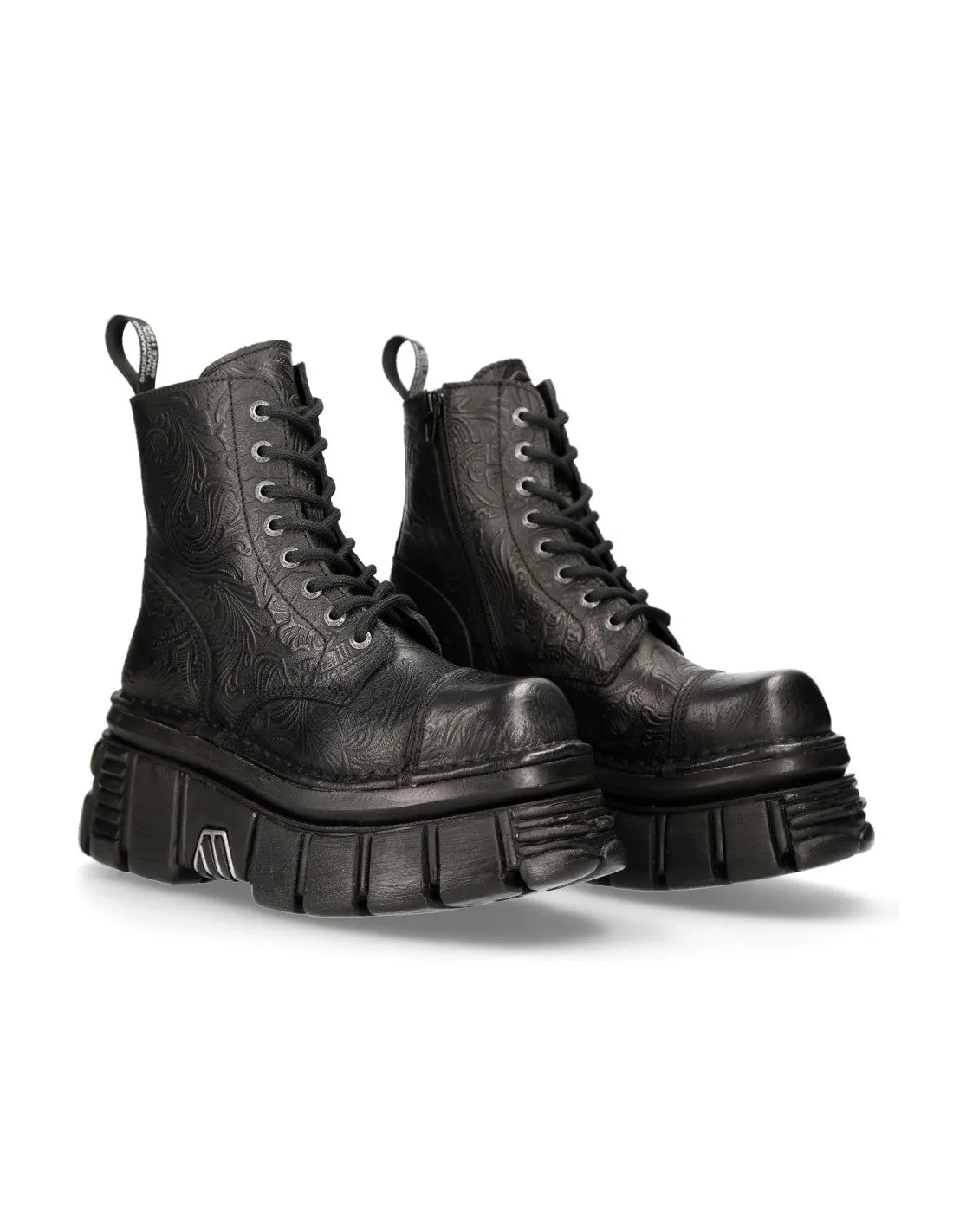New Rock Shoes Shoes Boots Boots M-MILI083C-S58 Gothic Genuine Leather Vintage Flower