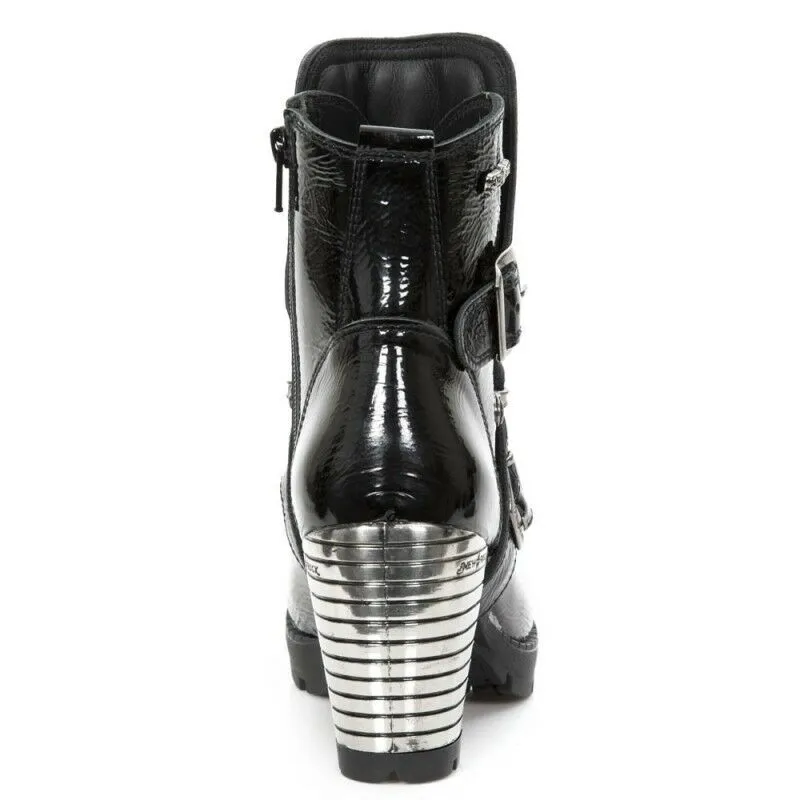 New Rock Shoes Women's Ankle Boots Heel Boots Gothic M.TR061 Patent Leather