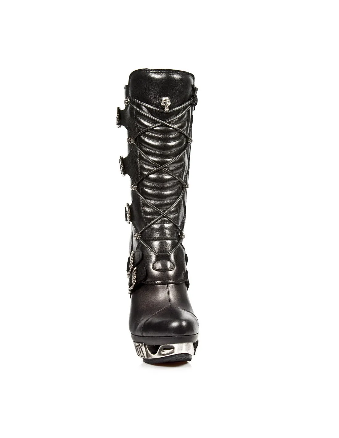 New Rock Shoes Women's Boots Boots Shoes Gothic M-MAG006-S1 Buckles Punk Skull