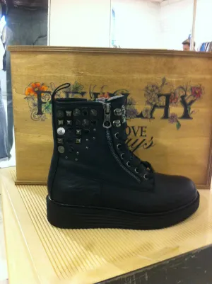 Replay women's shoes shoes ankle boots boots black rivets platform