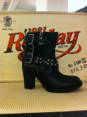 Replay women's shoes shoes ankle boots boots black rivets