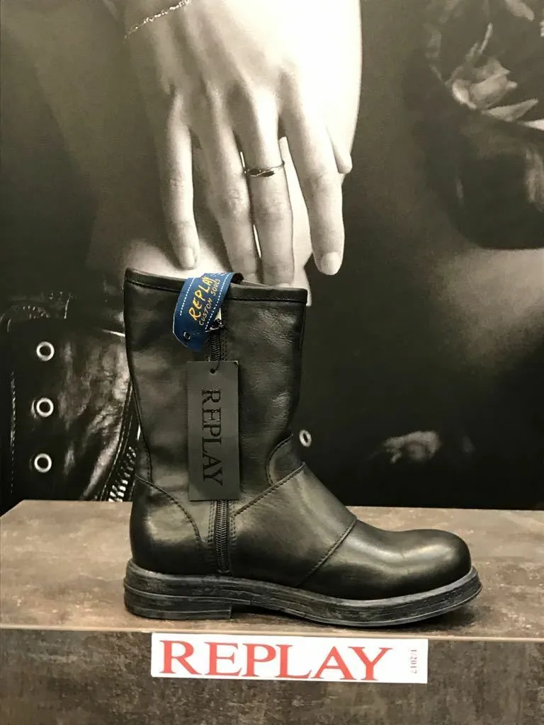 Replay women's shoes shoes boots ankle boots leather with logo patches