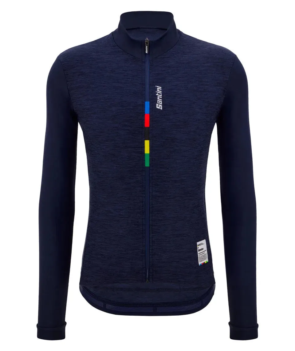 Santini UCI Official Pure Long Sleeve Men's Cycling Jersey (Navy Blue)
