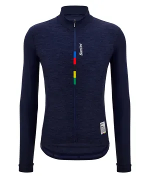 Santini UCI Official Pure Long Sleeve Men's Cycling Jersey (Navy Blue)