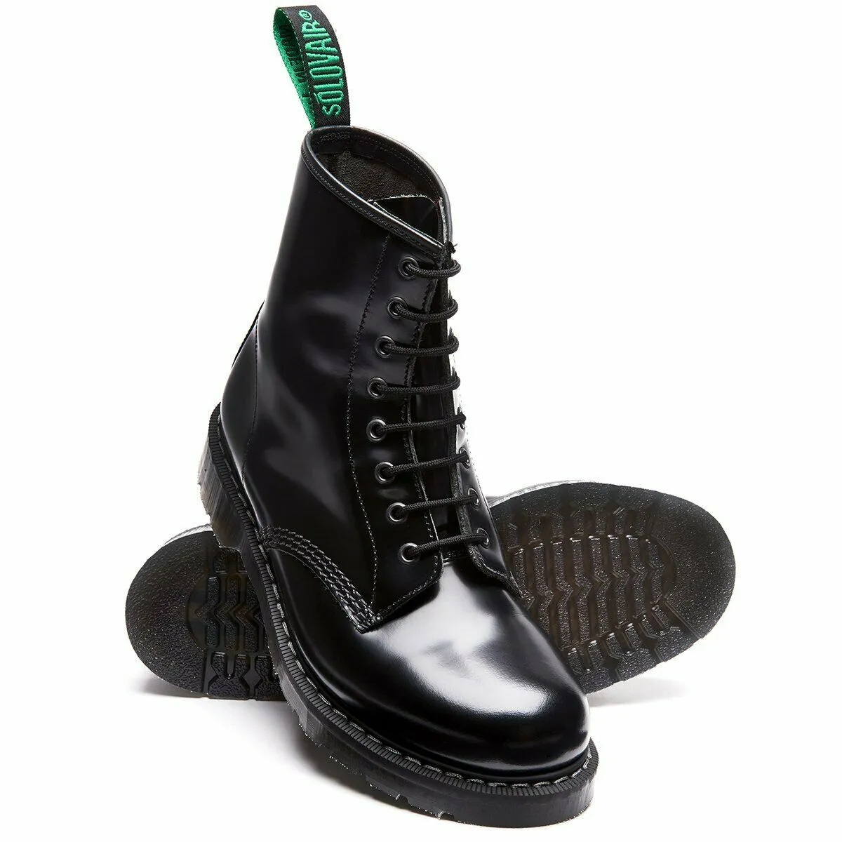 Solovair Shoes Shoes Boots Boots 8-Hole Leather Black Smooth Made in England NEW