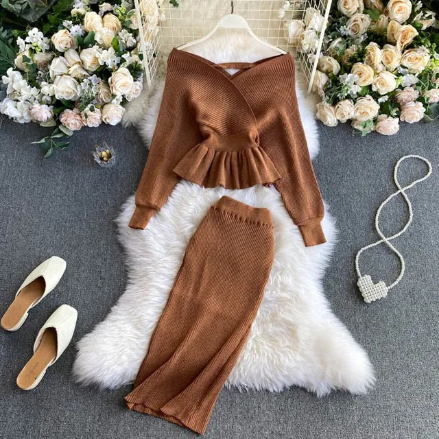 Two Pieced Knitted Skirt w/Sweater Anna Kay Co