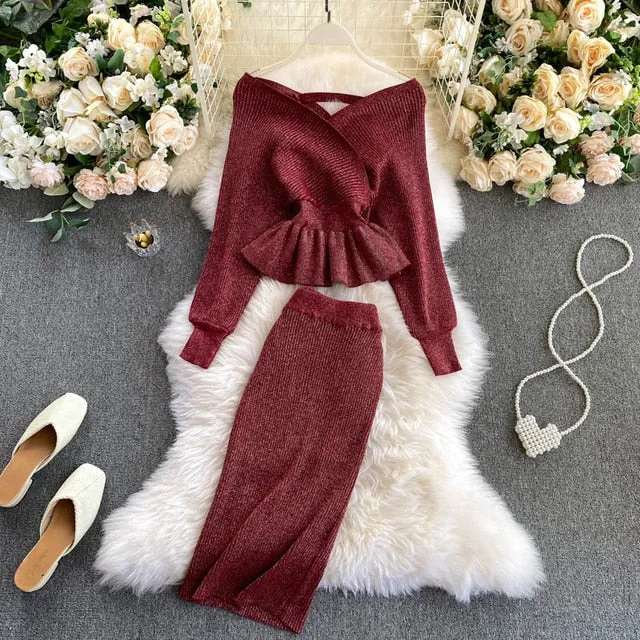 Two Pieced Knitted Skirt w/Sweater Anna Kay Co