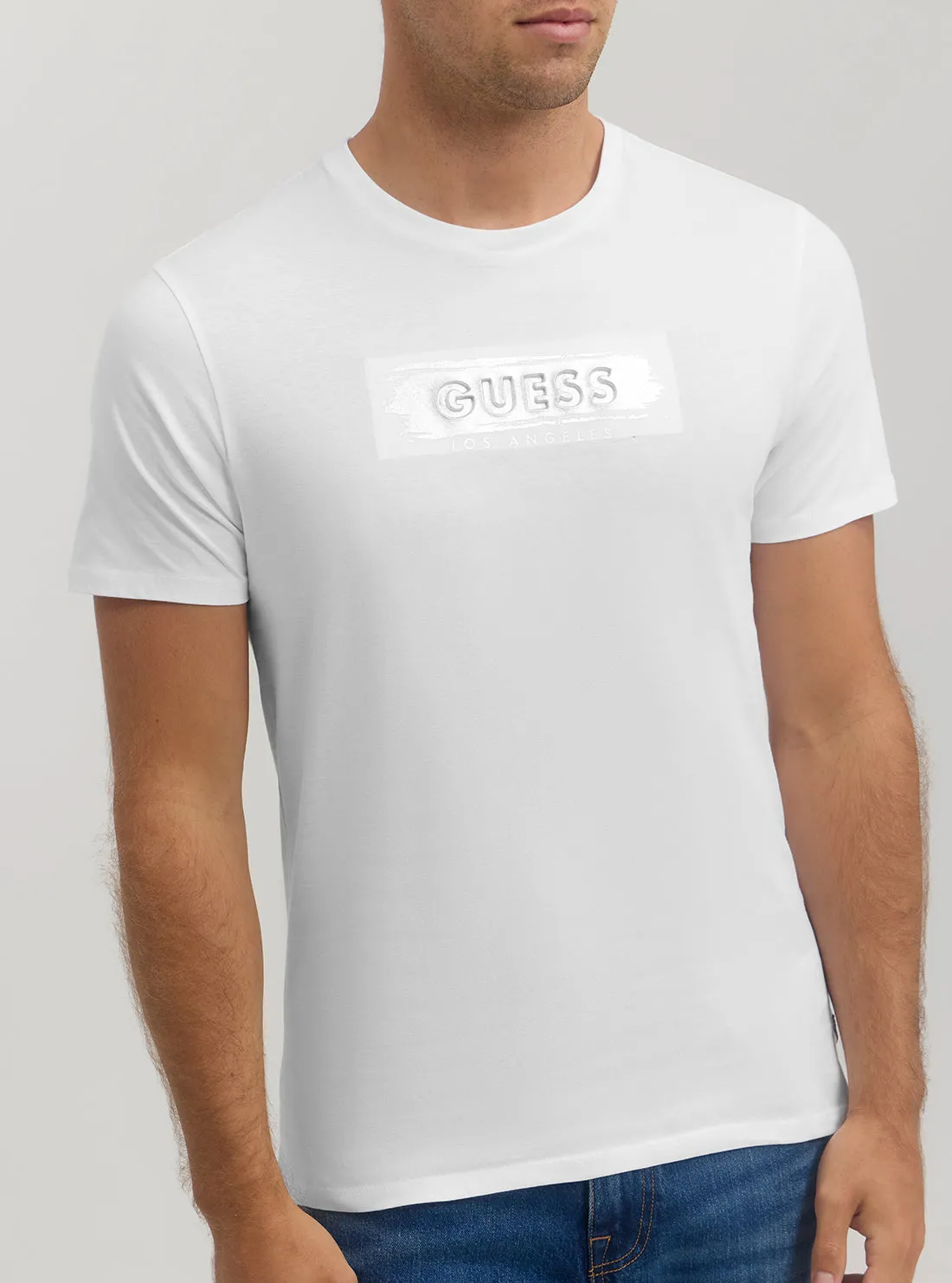 White Metallic Logo T-Shirt Guess