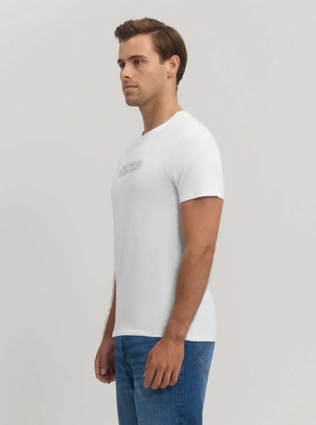 White Metallic Logo T-Shirt Guess