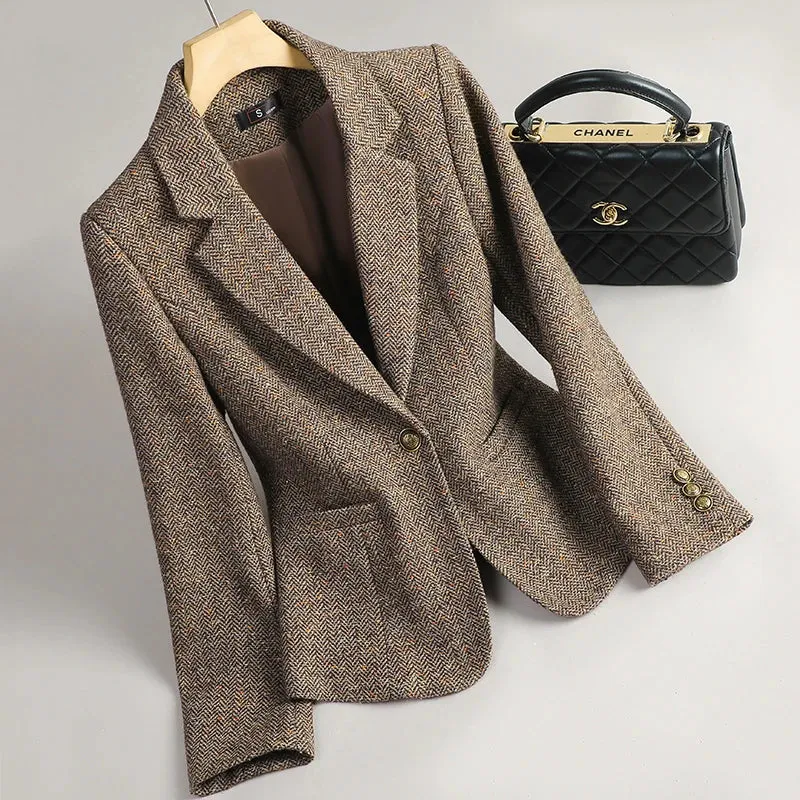 Winter Retro Long Sleeves Single Button Blazer Anna Kay Co