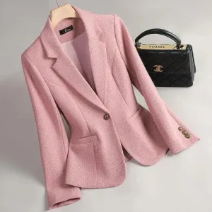 Winter Retro Long Sleeves Single Button Blazer Anna Kay Co