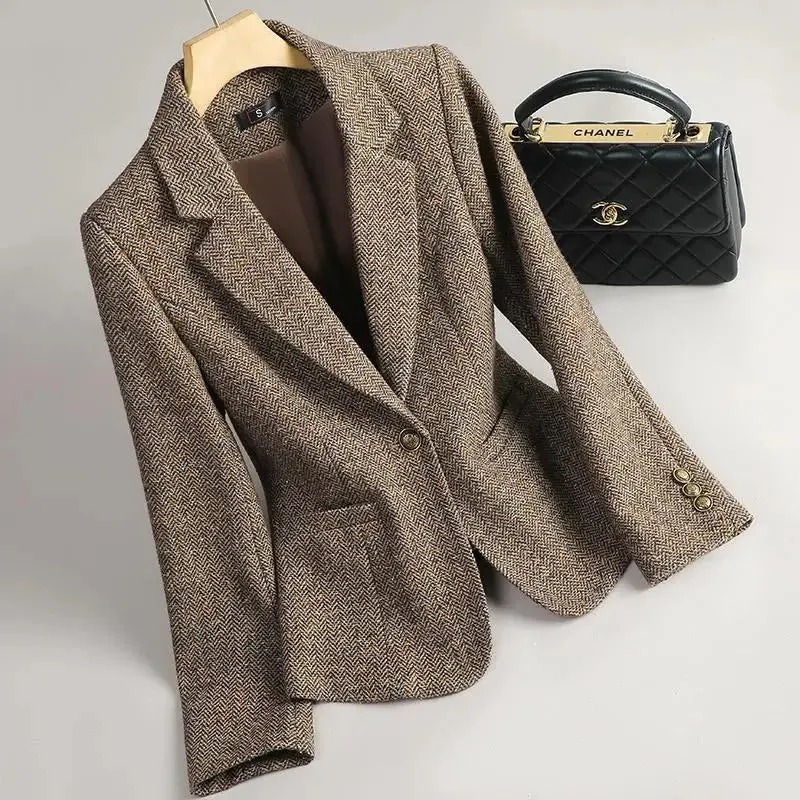 Winter Retro Long Sleeves Single Button Blazer Anna Kay Co