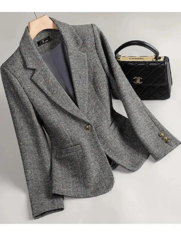 Winter Retro Long Sleeves Single Button Blazer Anna Kay Co