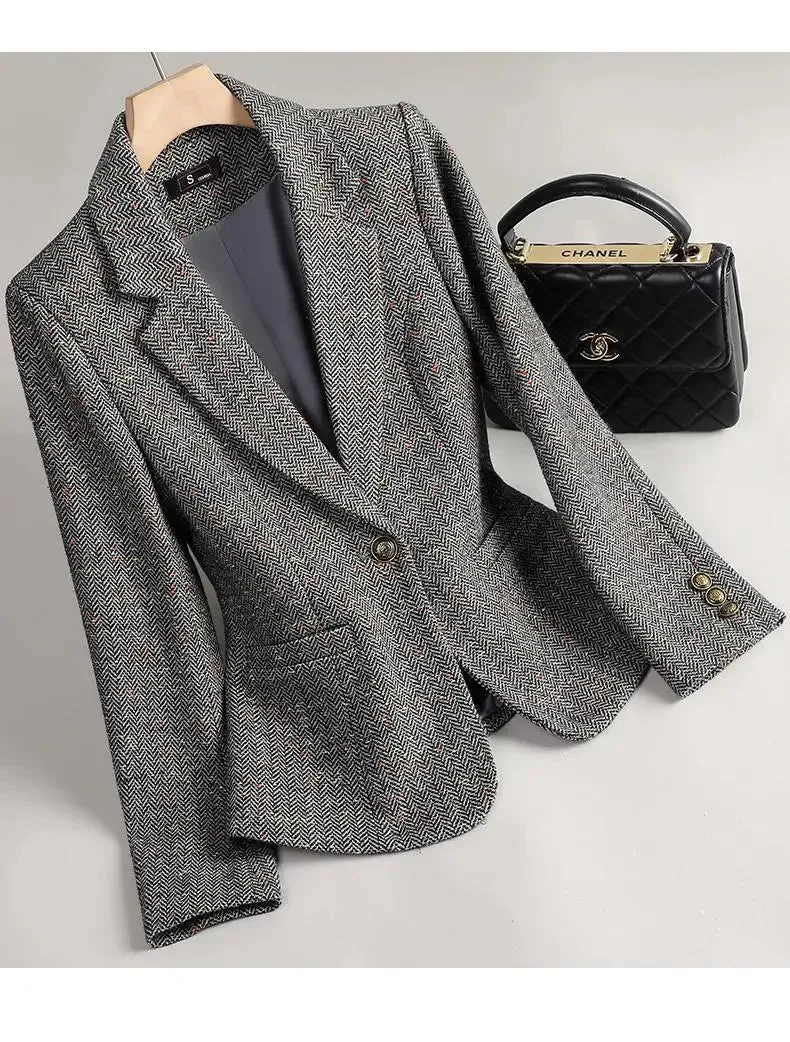 Winter Retro Long Sleeves Single Button Blazer Anna Kay Co