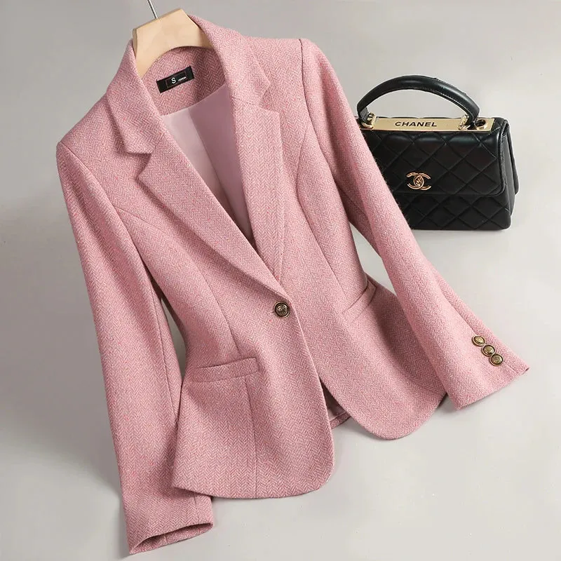 Winter Retro Long Sleeves Single Button Blazer Anna Kay Co